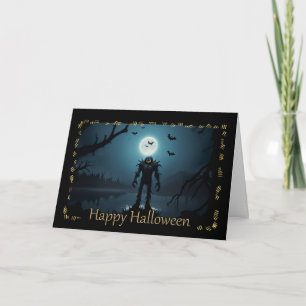 Halloween-Karte des Prickly-Sumpf-Monsters Karte