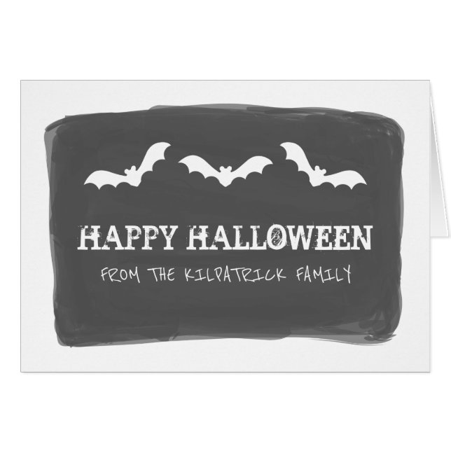 Halloween-Karte für Schwarz-weiße Wasserfarben (Vorderseite (Horizontal))