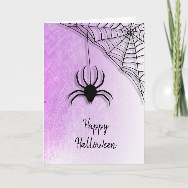 Halloween-Karte für Schwarze Spider und Web Happy Karte (Vorderseite)