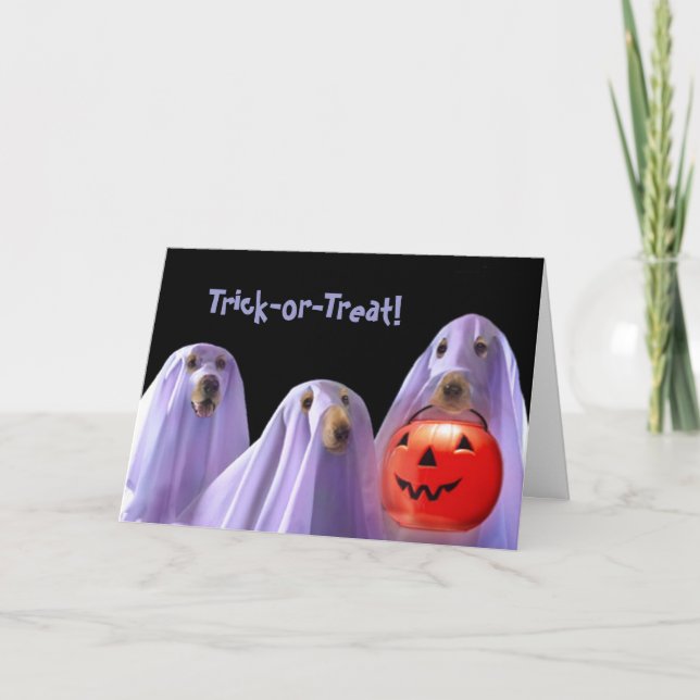 Halloween-Karte für Trick-oder-Treating-Geisterhun Karte (Vorderseite)