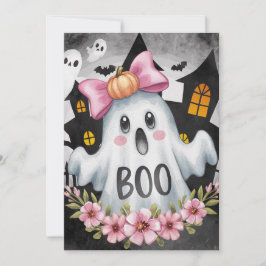 Halloween-Karte mit einem Kawaii-Geist Dankeskarte