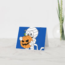 Halloween-Karte mit Kürbis und Mummy
