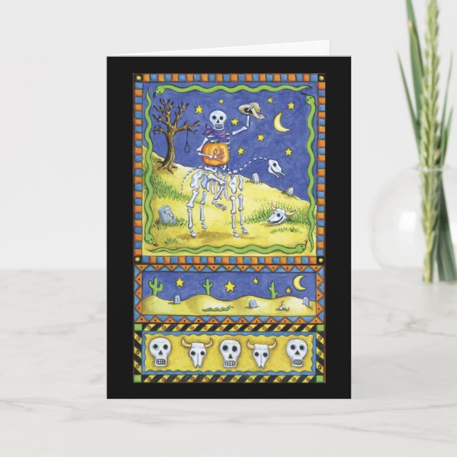 Halloween-Karte mit skeleton Cowboy Karte (Vorderseite)