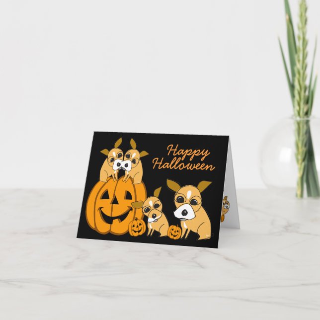 Halloween-Karten-Chihuahua-Welpe 4 Karte (Vorderseite)