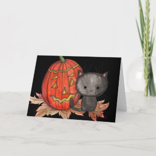 Halloween-Karten-Schwarz-Kätzchen-Katzen-Kunst Karte