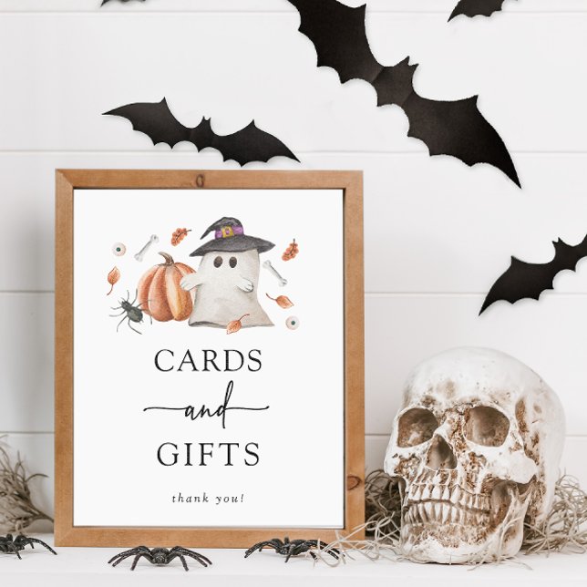 Halloween Karten und Geschenke Babydusche Zeichen Poster (Halloween Cards and Gifts Sign A Little Boo Is Almost Due Baby Shower Fall Autumn Orange Pumpkins)