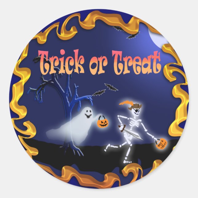 Halloween Karten und Postkarten! Runder Aufkleber (Vorderseite)