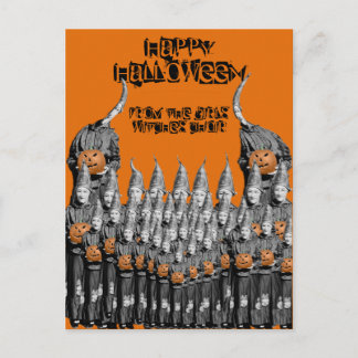 HALLOWEEN KARTENMÄDCHEN WITCH CHOIR-FOTO DER 1930e Postkarte