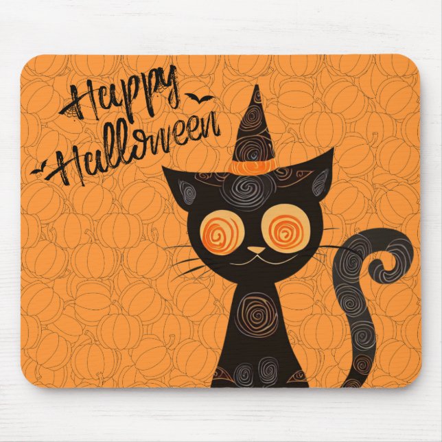 Halloween/Katz/Kürbis/Herbst Mousepad (Vorne)