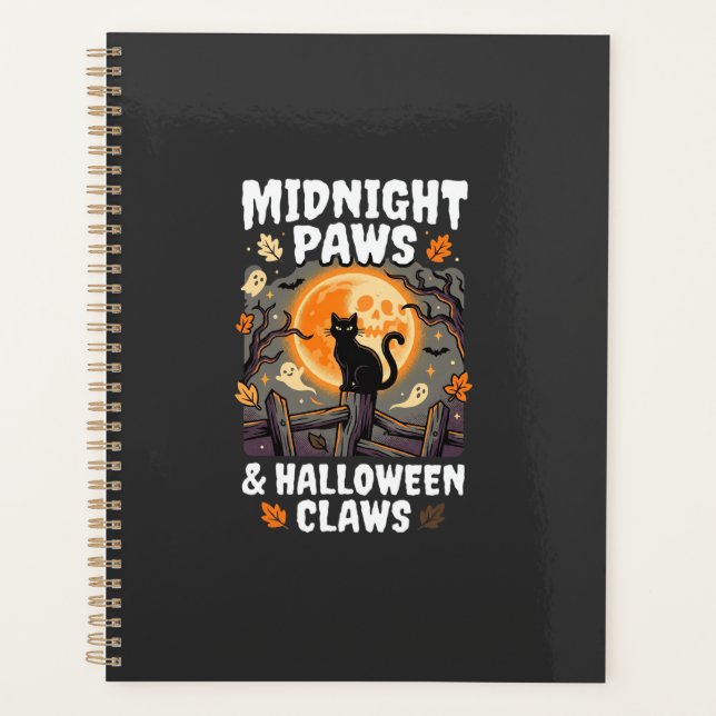 Halloween-Katz-Mond-Mischief Planer (Vorderseite)