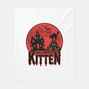 Halloween-Kätzchen Spukhaus Katze Grafik_1 Fleecedecke