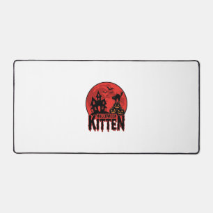 Halloween-Kätzchen Spukhaus Katze Grafik_1 Schreibtischunterlage