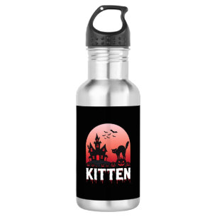 Halloween-Kätzchen Spukhaus Katzen Design_1 Edelstahlflasche