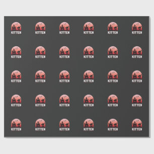 Halloween-Kätzchen Spukhaus Katzen-Design_1 Geschenkpapier