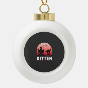 Halloween-Kätzchen Spukhaus Katzen-Design_1 Keramik Kugel-Ornament