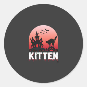 Halloween-Kätzchen Spukhaus Katzen Design_1 Runder Aufkleber