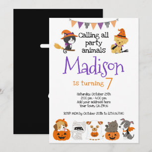 Halloween Kätzchen und Pupies Einladung