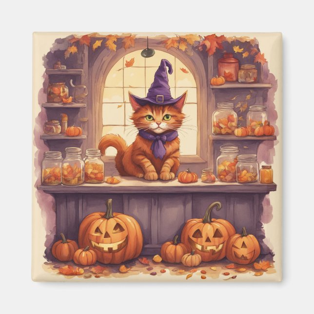 Halloween-Katze #3 Magnet (Vorne)