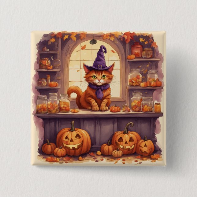 Halloween-Katze #3-Taste Button (Vorderseite)