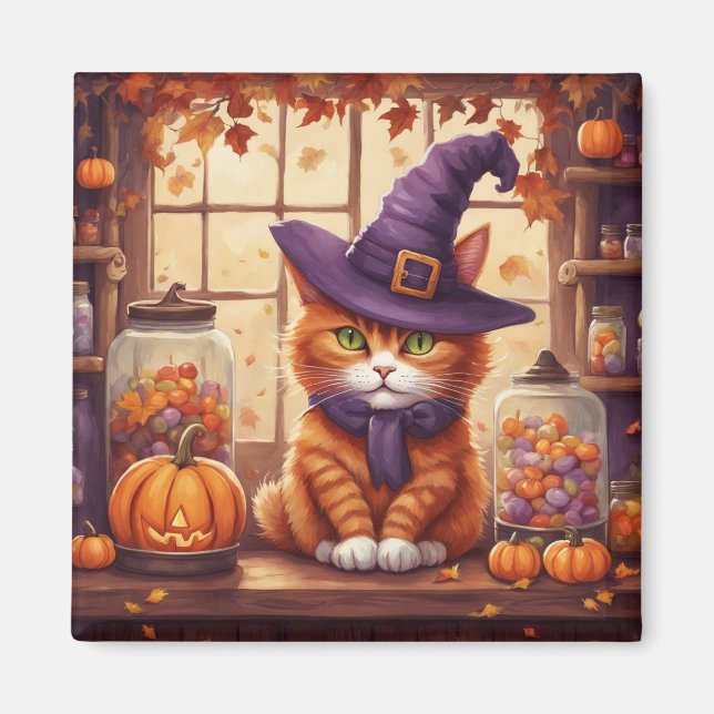 Halloween-Katze #4 Magnet (Vorne)