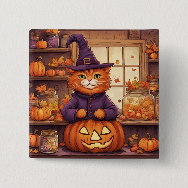 Halloween-Katze #6-Taste Button (Vorderseite)