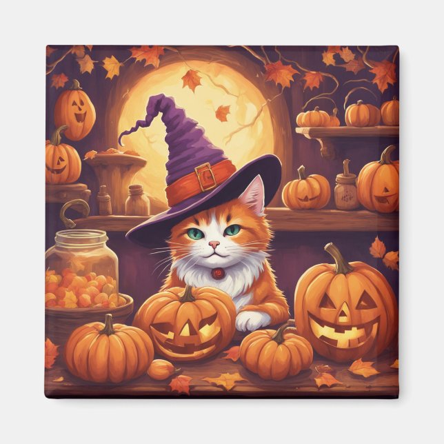 Halloween-Katze #7 Magnet (Vorne)