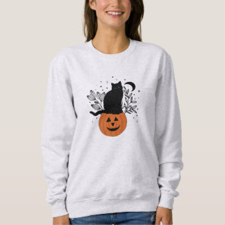 Halloween-Katze auf Jack'O'Lantern Sweatshirt