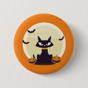 Halloween-Katze Button