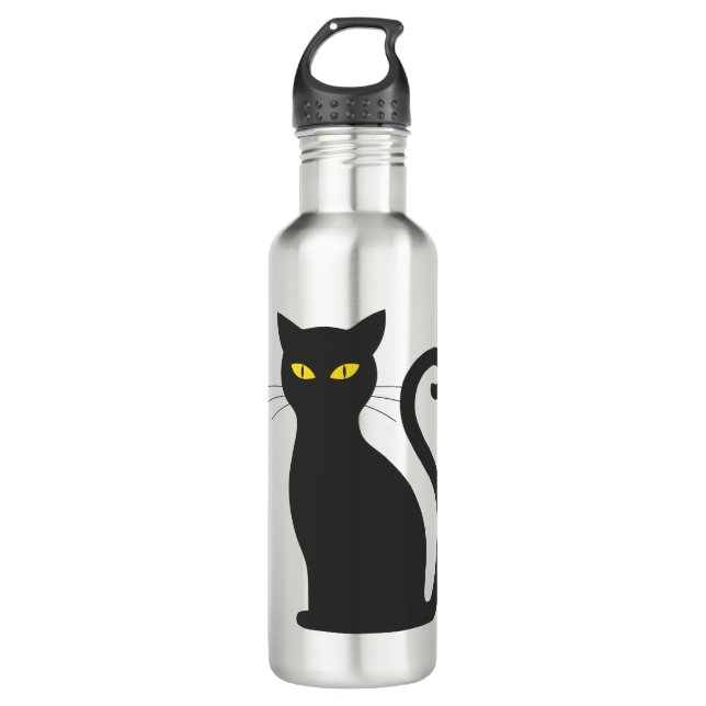 Halloween-Katze Edelstahlflasche (Vorderseite)