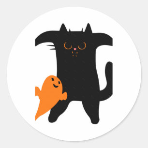 Halloween-Katze erschrocken  Runder Aufkleber