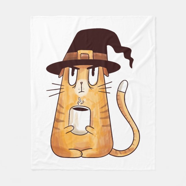 Halloween-Katze Fleecedecke (Vorderseite)