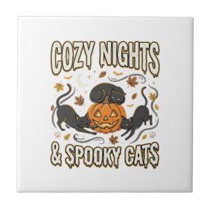 Halloween-Katze Herbstmagie Fliese