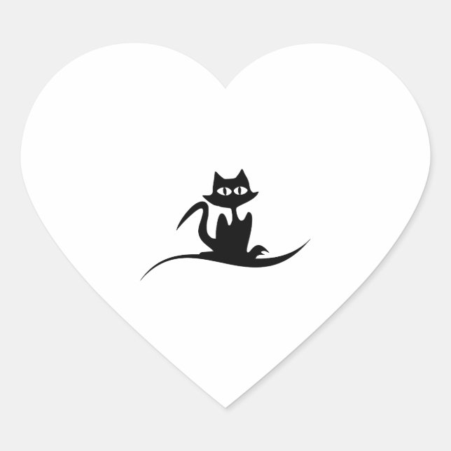 Halloween-Katze Herz-Aufkleber (Vorderseite)