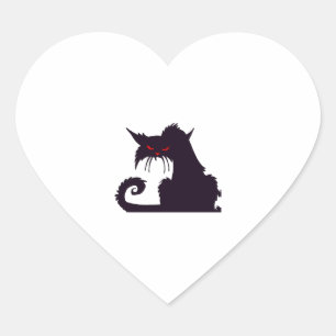 Halloween-Katze Herz-Aufkleber