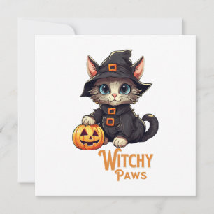 Halloween-Katze hexe Pfoten Einladung