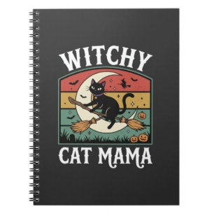 Halloween-Katze Hexen-Mama Notizblock