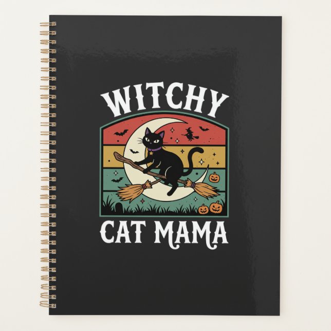 Halloween-Katze Hexen-Mama Planer (Vorderseite)