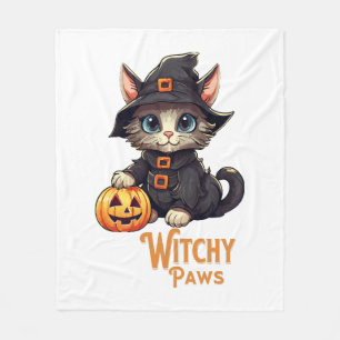 Halloween-Katze Hexenpfoten Fleecedecke