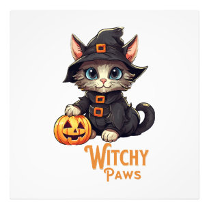Halloween-Katze Hexenpfoten Fotodruck