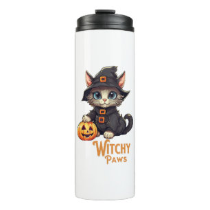 Halloween-Katze Hexenpfoten Thermosbecher