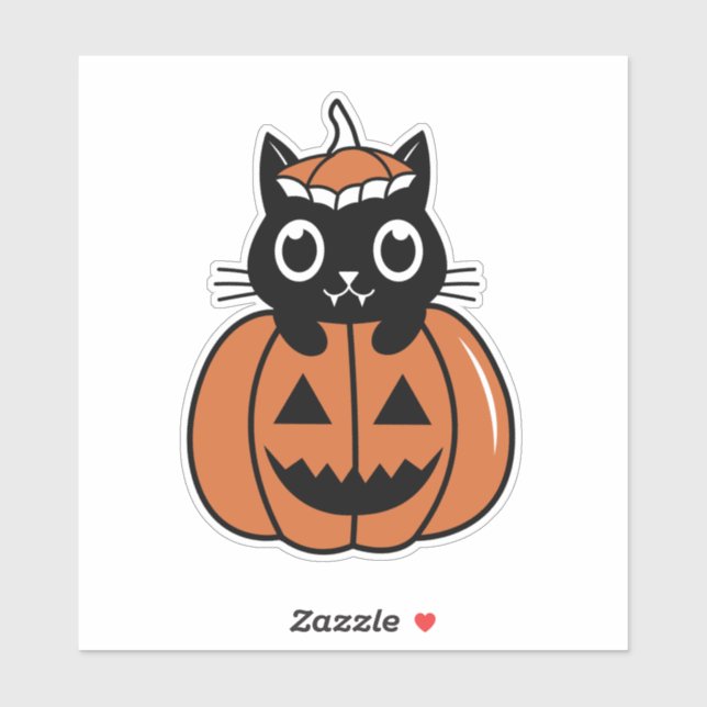 Halloween-Katze im Kürbis Aufkleber (Blatt)