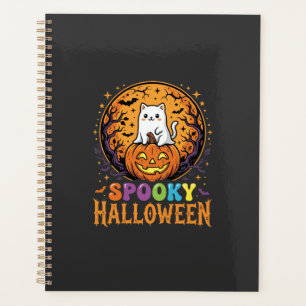 Halloween-Katze Kürbis Mond Vintage-Design Planer