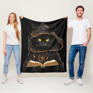 Halloween-Katze liest Anatomie-Zauberliste der Beu Fleecedecke