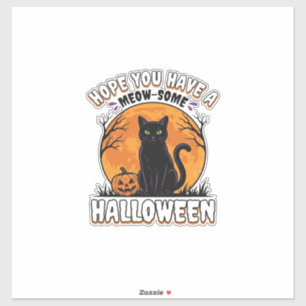 Halloween-Katze Meow-Some Vintage-Stich-Design_1 Aufkleber