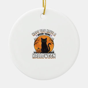 Halloween-Katze Meow-Some Vintage-Stichdesign_1 Keramik Ornament