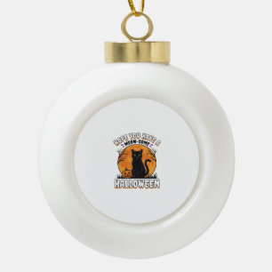 Halloween-Katze Meow-Some Vintage Sticheldesign_1 Keramik Kugel-Ornament