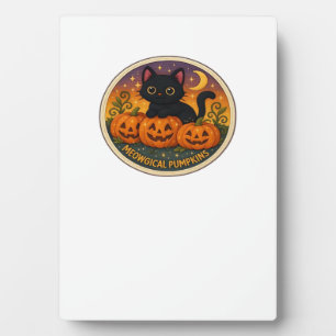 Halloween-Katze Meowgical Kürbisse Stickerei Desig Fotoplatte