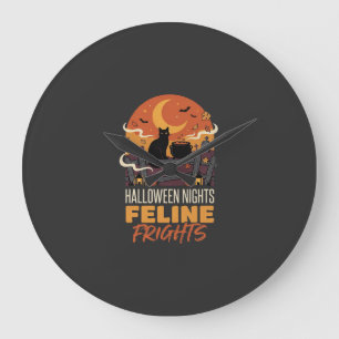 Halloween-Katze Mondlicht-Magie Große Wanduhr