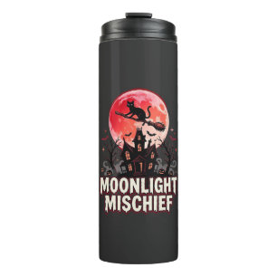 Halloween-Katze Mondlicht Unfug Thermosbecher