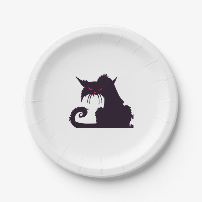 Halloween-Katze Pappteller (Vorderseite)